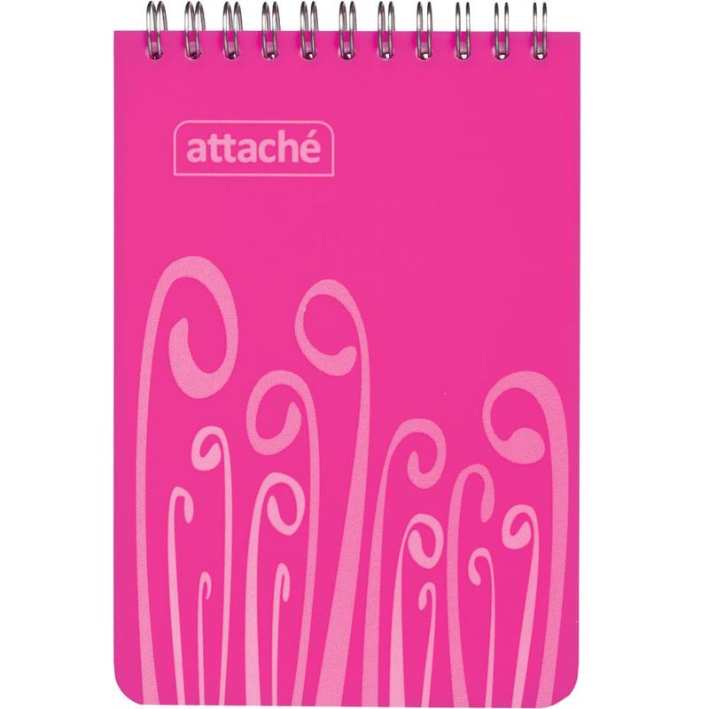 Блокнот на гребне А6 80л ATTACHE Fantasy пластиковая обложка ,розовый