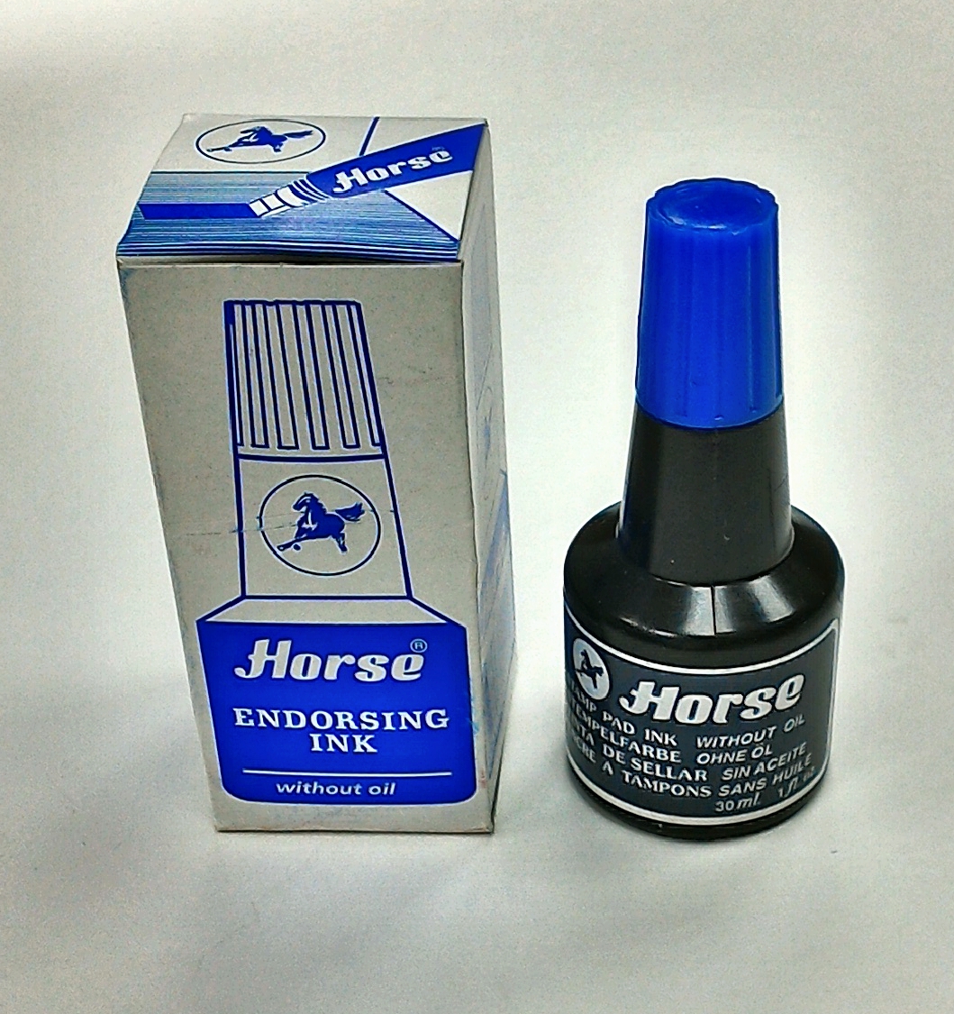 Штемпельная краска HORSE 30 мл на маслянной основе,синяя