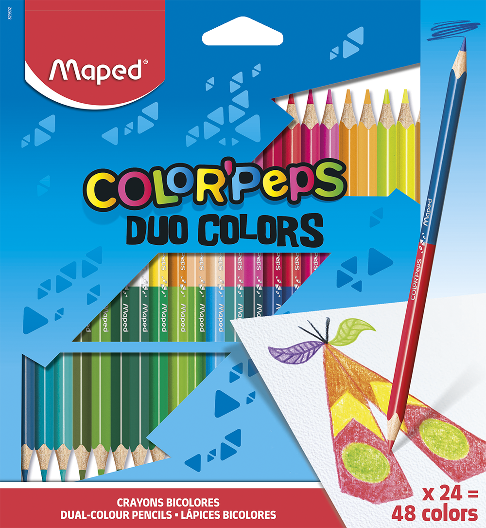 Карандаши MAPED 24*2 цветов COLOR"PEPS DUO(треуг., ударопр.липа)картон