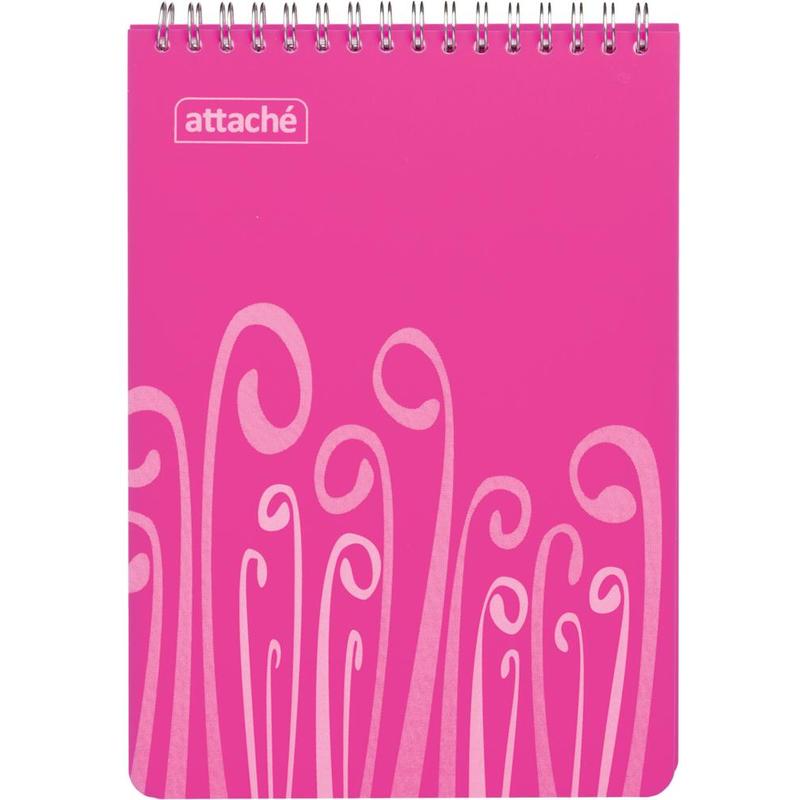 Блокнот на гребне А5 80л ATTACHE Fantasy пластиковая обложка ,розовый