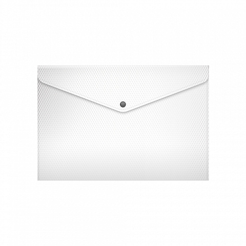 Папка конверт с кнопкой А4 ERICH KRAUSE Diamond Total White, полупрозрачная белая 