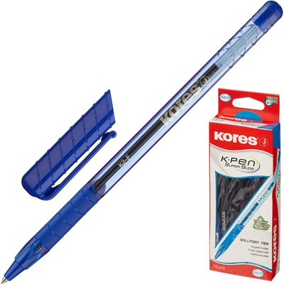 Ручка шариковая KORES K2 0,7мм,треугольный корпус,резиновыя манжета,синяя