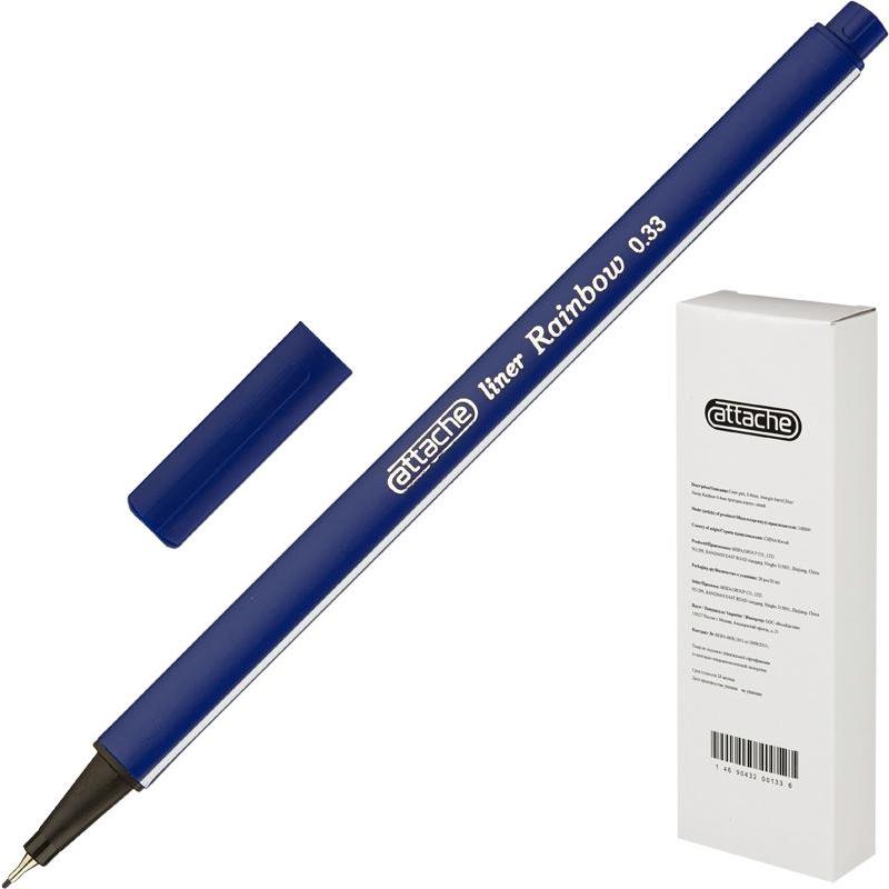 Ручка капиллярная ATTACHE Rainbow 0.4 трехгранная синяя