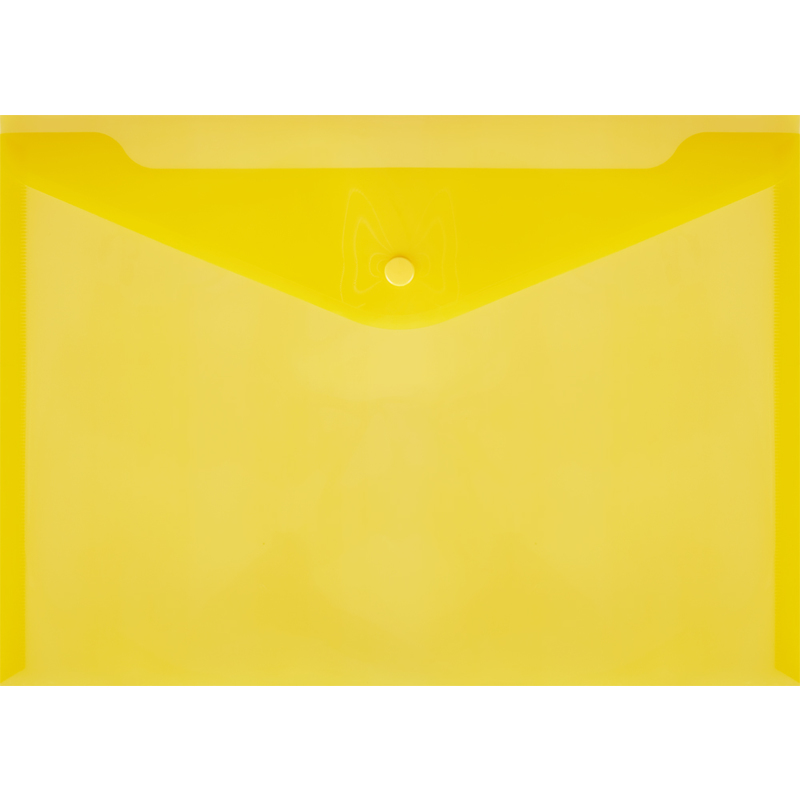 Папка конверт с кнопкой А4 180мкр,желтый прозразрачный