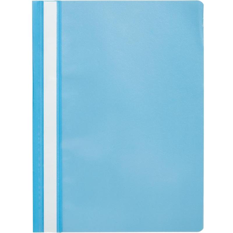 Скоросшиватель пластиковый с прозрачным листом, голубой