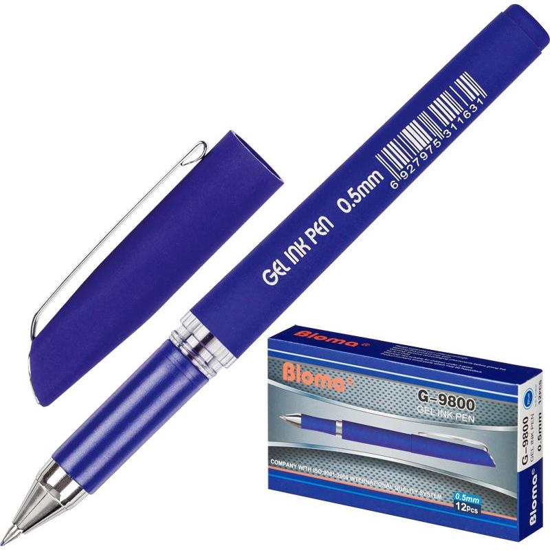 Ручка гелевая  синяя G-9800 0.5 ( корпус-нубук.металл.клип.)
