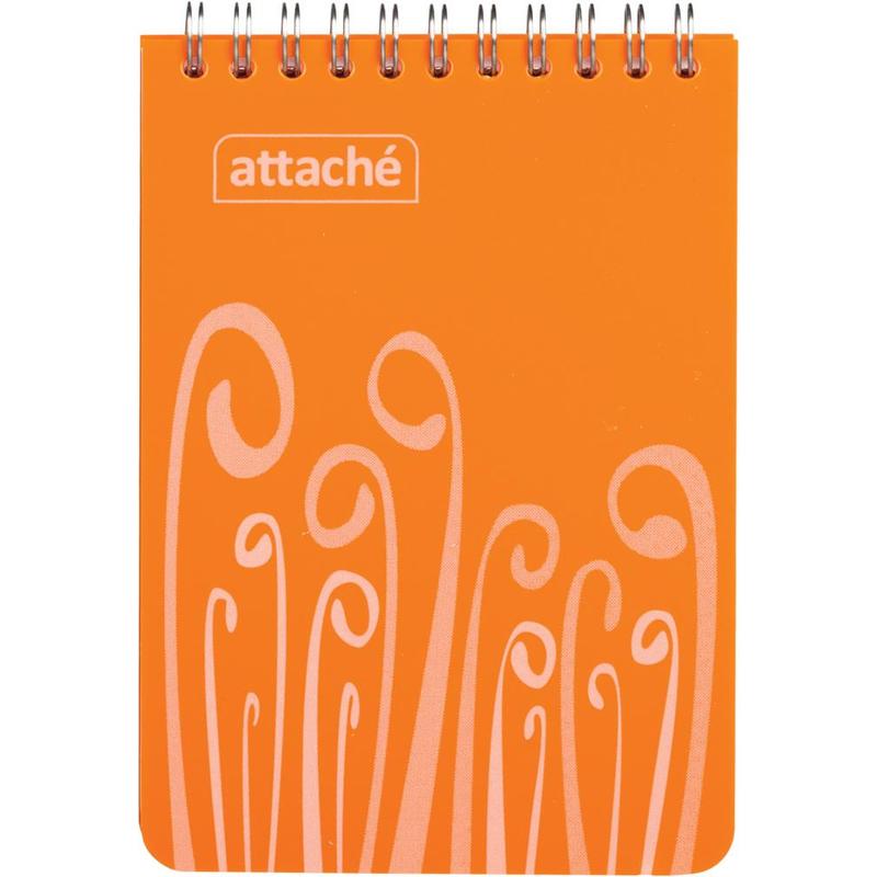 Блокнот на гребне А6 80л ATTACHE Fantasy пластиковая обложка ,оранжевый