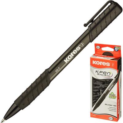 Ручка шариковая KORES K6 0,5мм,автоматическая,треугольный корпус,резиновая манжета,черная