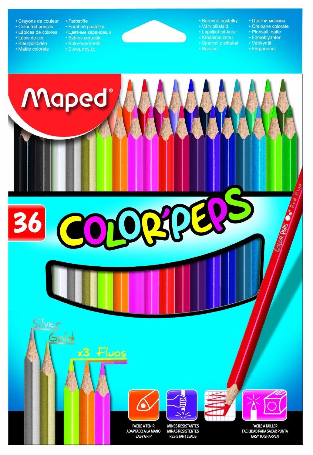 Карандаши MAPED 36 цветов COLOR"PEPS(треуг., ударопр.)картон