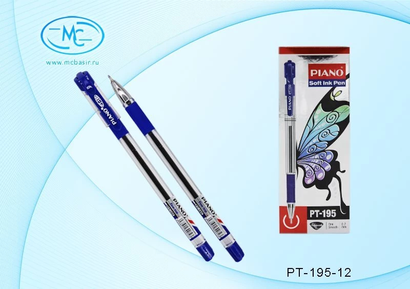 Ручка маслянная PIANO PТ-195 Fin-top 0,5мм синяя 
