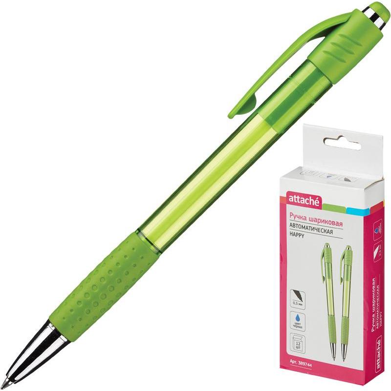 Ручка шариковая  ATTASHE Happy,зеленый корпус,синяя