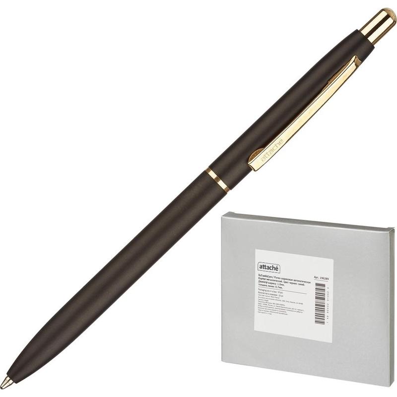 Ручка шариковая  ATTASHE 4007CN 0,7мм,автоматическая,металлический черный корпус,синяя