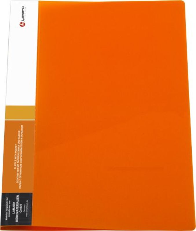 Папка-скоросшиватель+карман 0,6мм,корешок17мм,НЕОН оранжевая