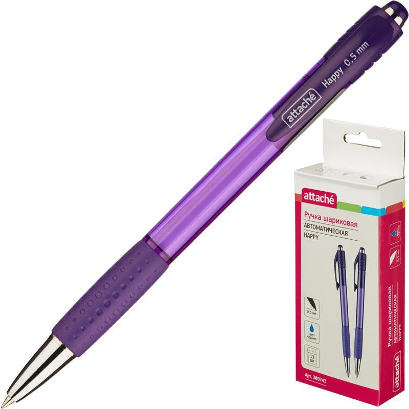 Ручка шариковая  ATTASHE Happy,фиолетовый корпус,синяя