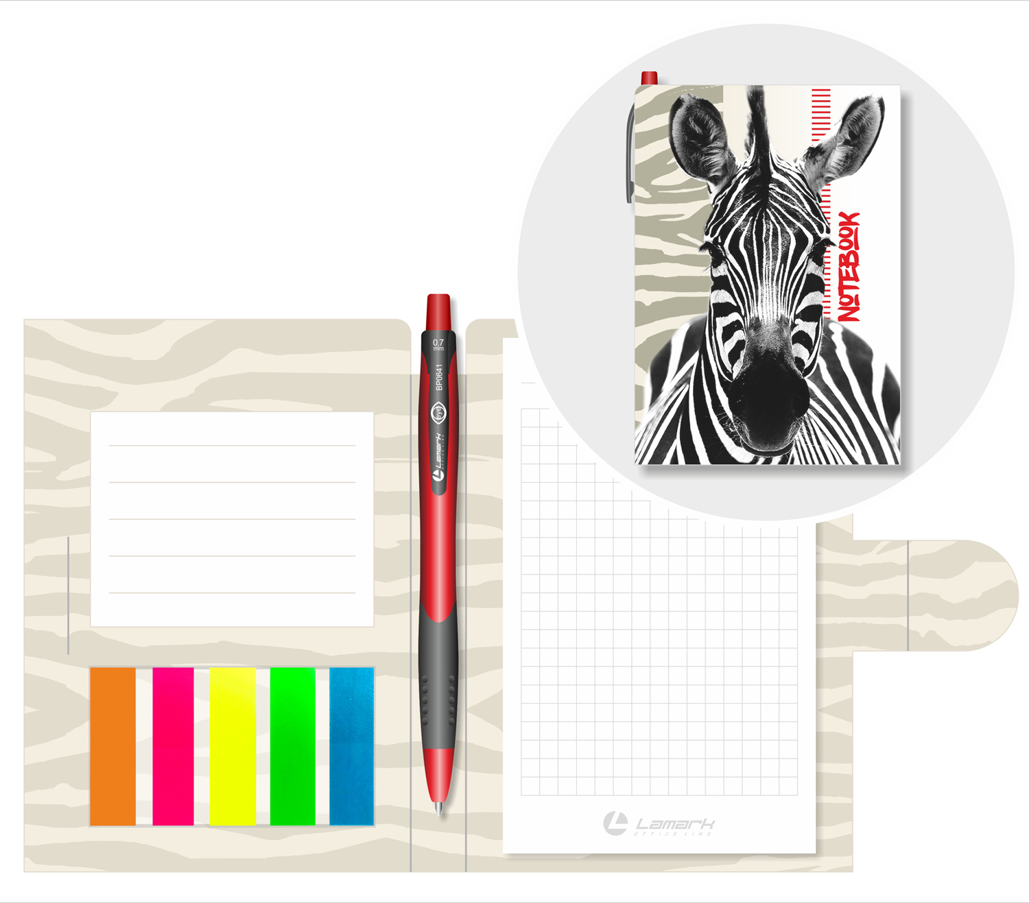 Блокнот-органайзер А6 Zebra ручка+закладки