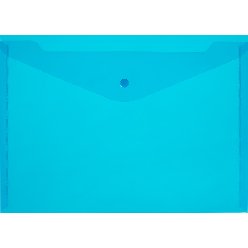 Папка конверт с кнопкой А4 180мкр,синий прозрачный