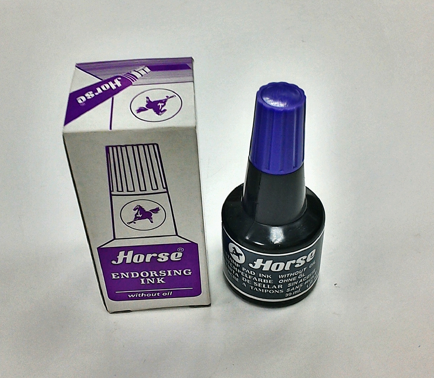 Штемпельная краска HORSE 30 мл на маслянной основе,фиолетовая
