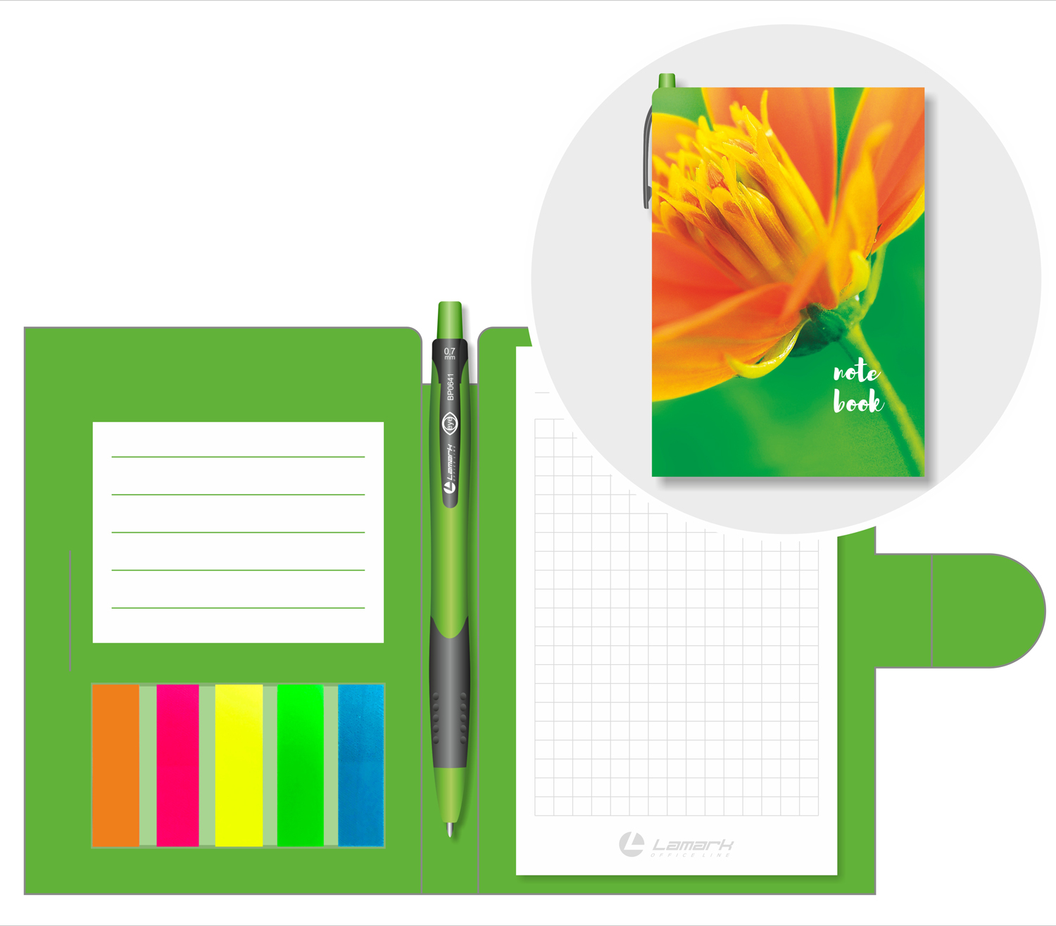 Блокнот-органайзер А6 Flower ручка+закладки