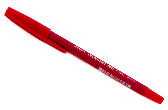 Ручка шариковая ZEBRA RUBBER 80 красная