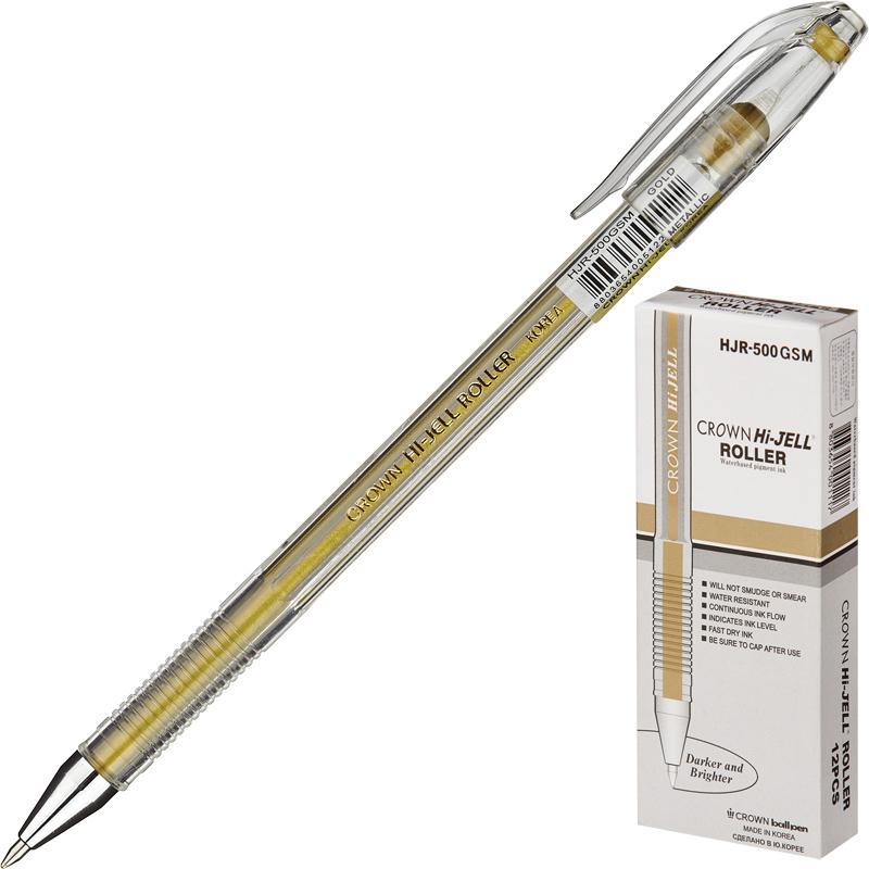Ручка гелевая CROWN Hi-Jell Metallic 0,7 золото металлик