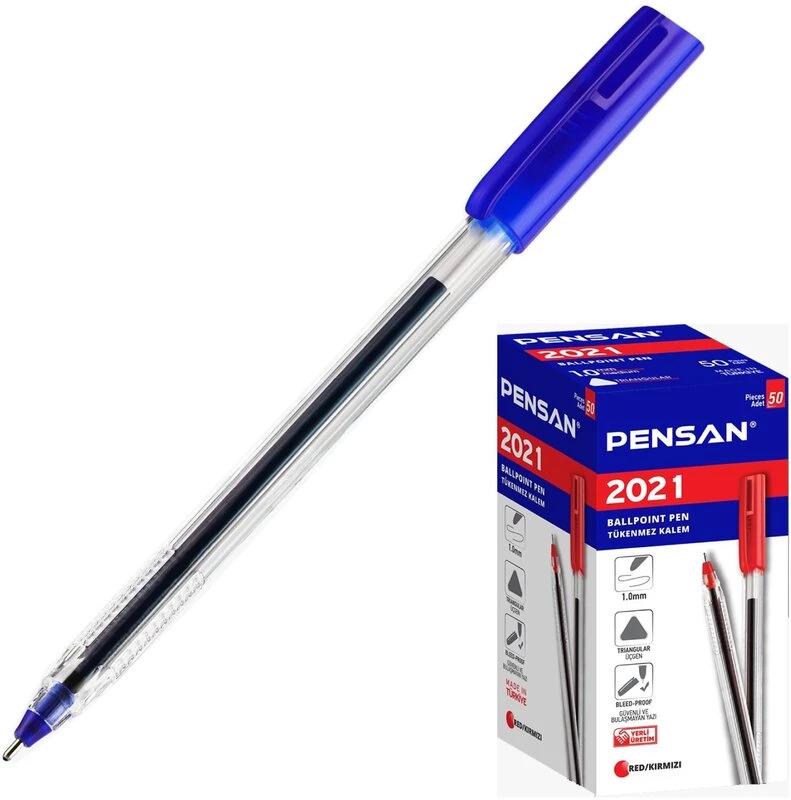 Ручка шариковая PENSAN Triiangle 1мм,синяя 2021