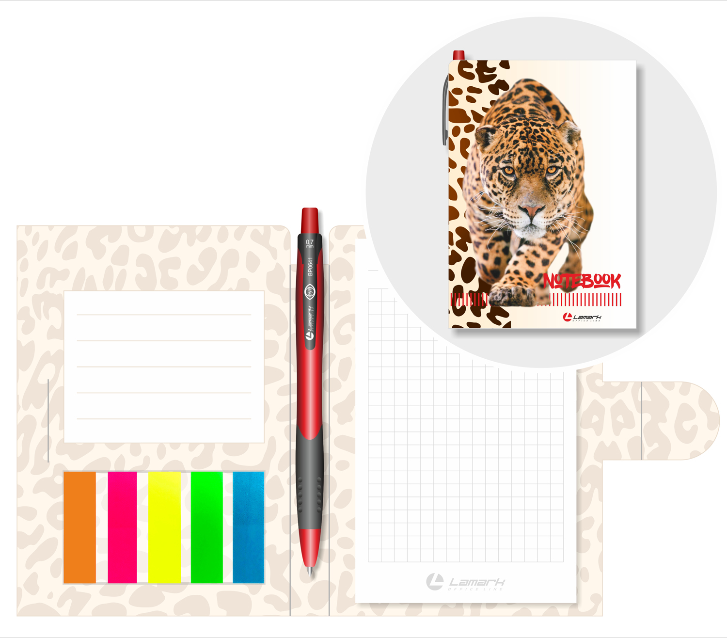 Блокнот-органайзер А6 Leopard ручка+закладки