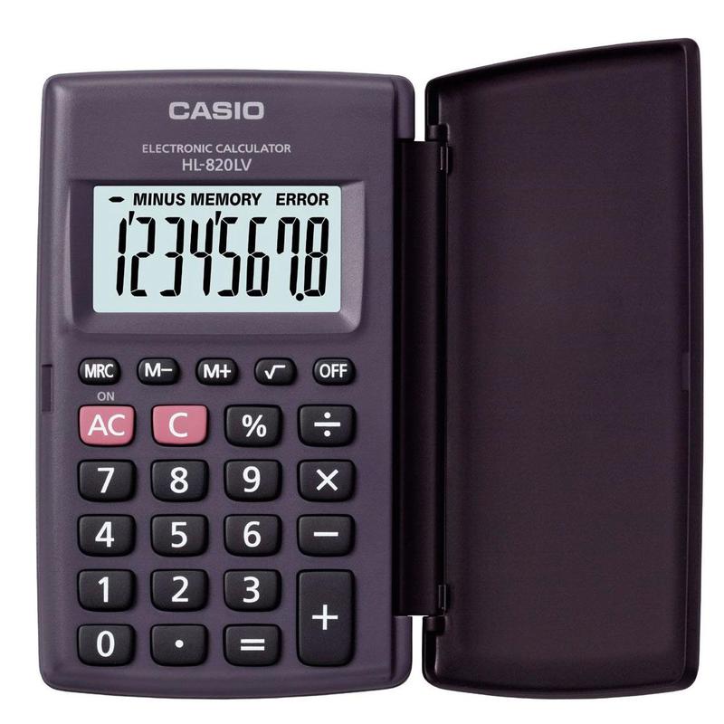 Калькулятор CASIO карманный HL820LV 8 разрядов(книжка,крупный дисплей)
