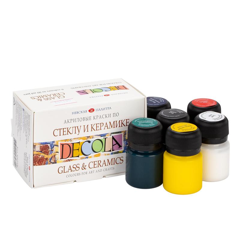 Краски акриловые для стекла и керамики DECOLA  6цветов,20мл  4041026