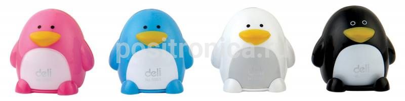 Точилка DELI 2 отверстия пластик, ассорти Пингвин (Е0563)