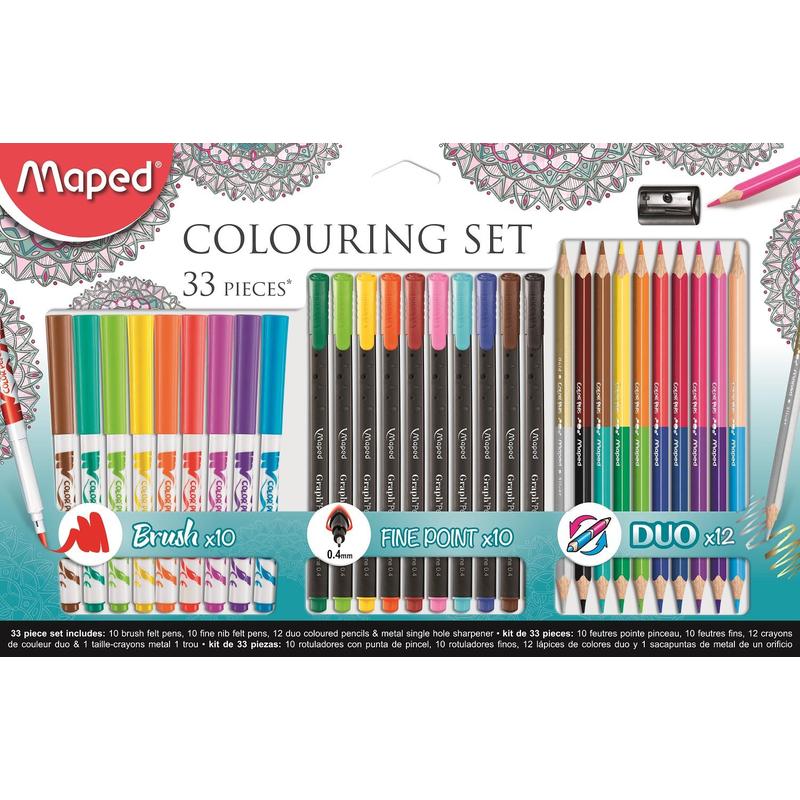 Набор MAPED Colouring set 33 pieces(12*2 карандаши+10 фломастеры кисти+10линеров+точилка)897417