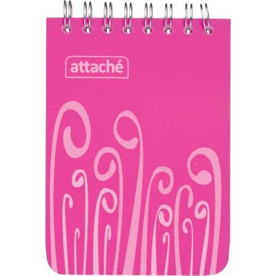 Блокнот на гребне А7 80л ATTACHE Fantasy пластиковая обложка ,розовый