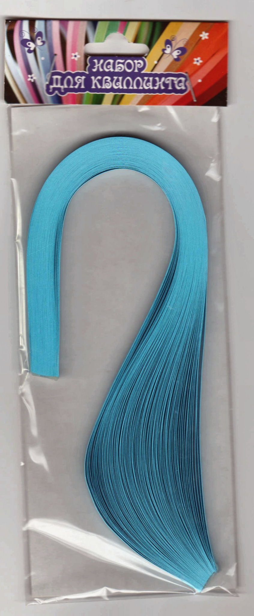 Цветная бумага для квиллинга (5*300) 100 моно интенсив,голубой 