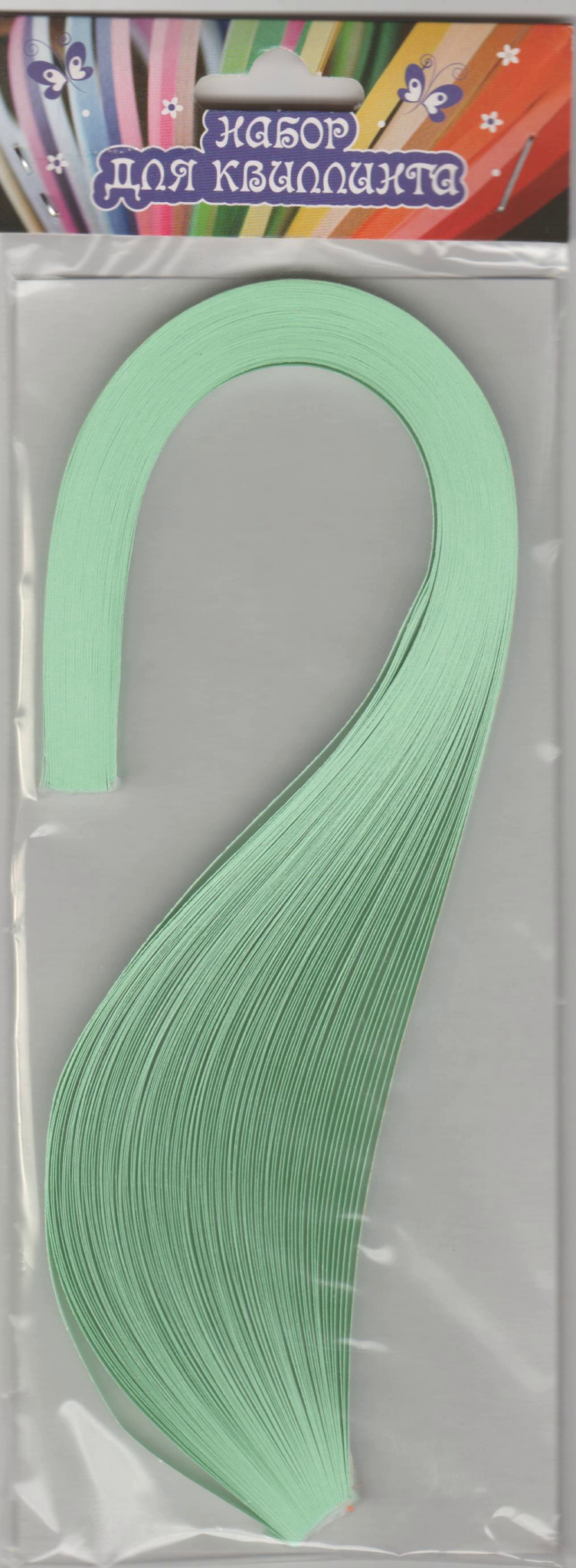 Цветная бумага для квиллинга (5*300) 100 моно пастель,зеленый 