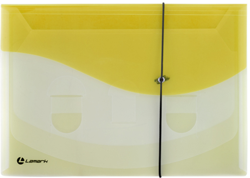 Папка с резинкой А4 4отделения LAMARK 0,40мм DL прозрачная/желтая