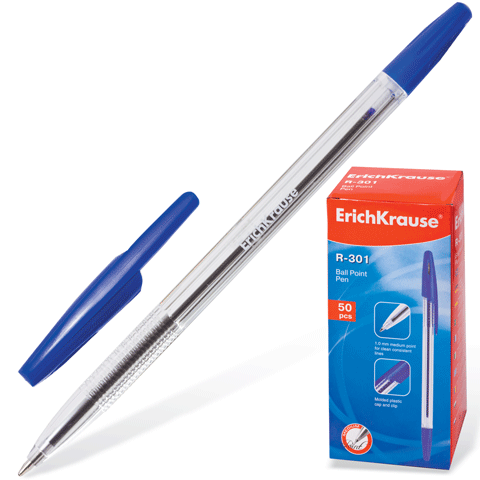 Ручка шариковая ERICH KRAUSE R-301 Classic Stick 1мм синяя