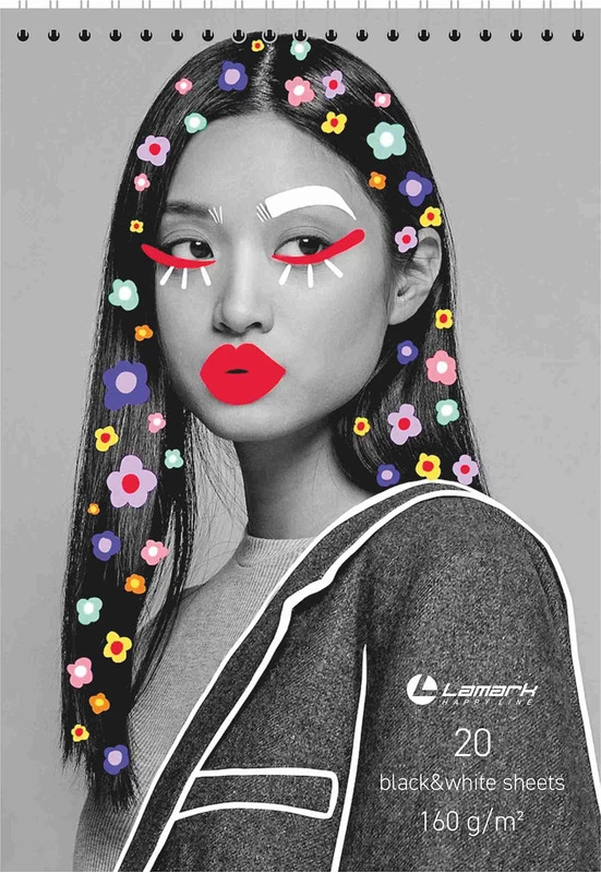 Скетчбук на спирали А5 POP-ART,20 л.,160 г/м2, металл.картон, ЧЕРНАЯ и БЕЛАЯ бумага, тв. подл.