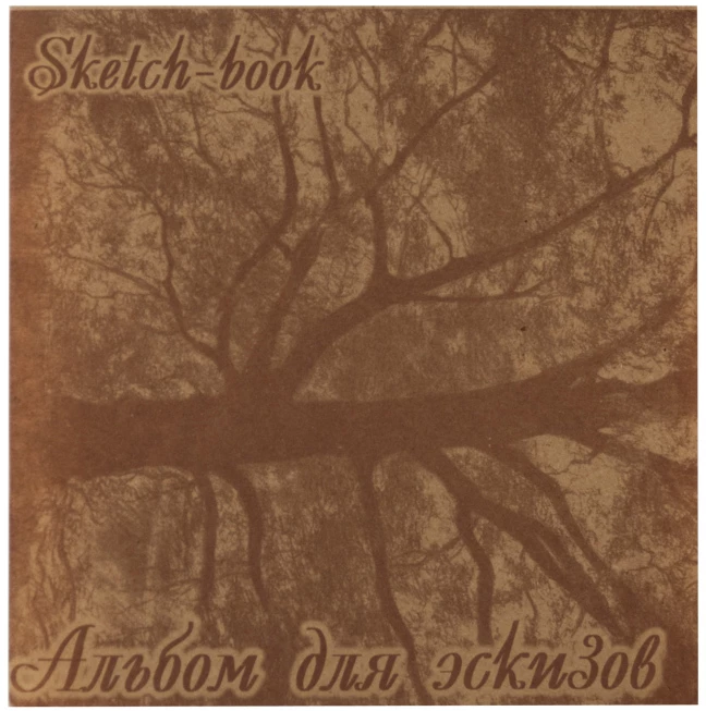 Скетчбук на склейке 210*210 40л,SKETCH-BOOK Дерево, блок крафт 78г/м