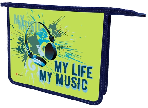 Папка для тетрадей А5 молния сверху,1 отделение LAMARK My Music.пластиковая