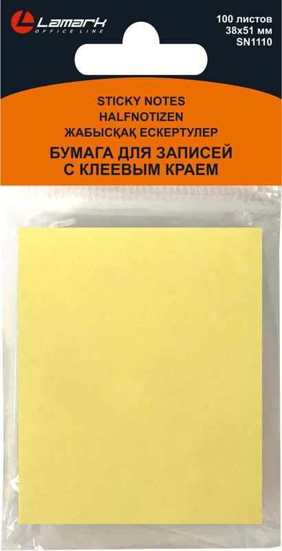 Липкий блок 38*51 100л LAMARK пастель,желтый