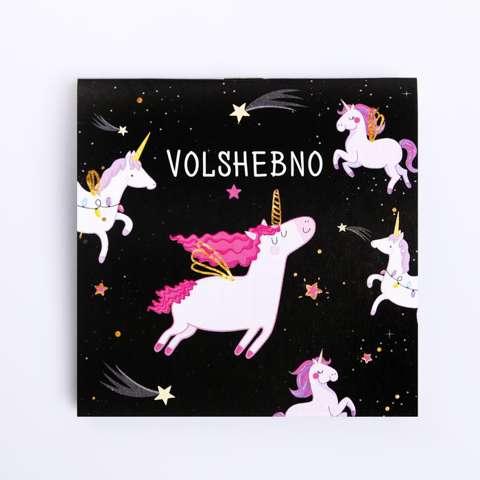 Блокнот 10*10см,16л., ЕДИНОРОГ скрепка,клетка,мягкая обложка "Volshebno"