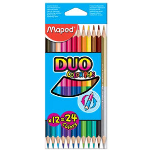 Карандаши MAPED 12*2 цветов COLOR"PEPS DUO(треуг., ударопр.липа)картон
