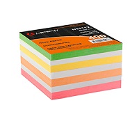 Блок для записей LAMARK 80*80 400л цветной ,в термопленке на склейке