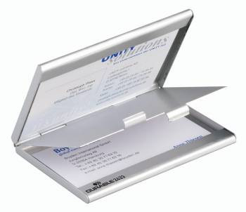 Визитница   карманная 20 карт DURABLE 90*55,серебристый металл,,двойная