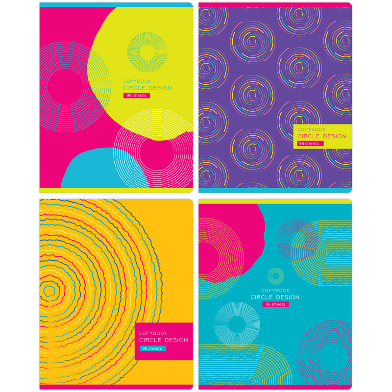 Тетрадь А5 96л BG клетка,скрепка офсет Circle design 11097