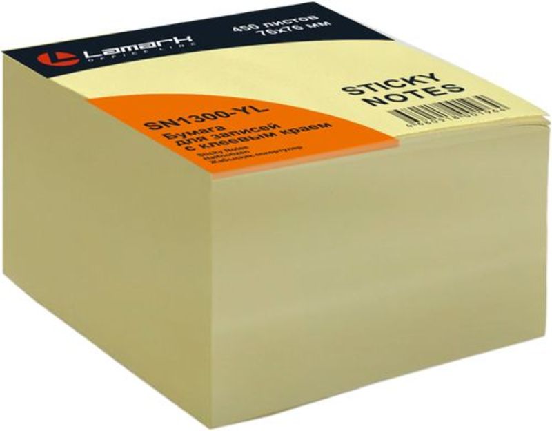 Липкий блок LAMARK 76*76 450л 1цв.желтый пастель