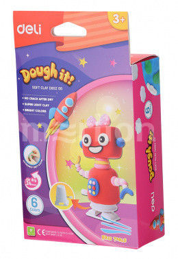 Набор для творчества DELI Dough it! 6цветов массы для лепки+игрушка Робот+3 стека (ED85200)