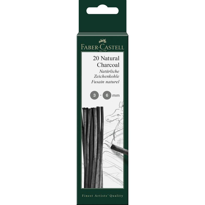 Уголь натуральный FABER-CASTELL 3-6мм,круглый.,20 шт 129198