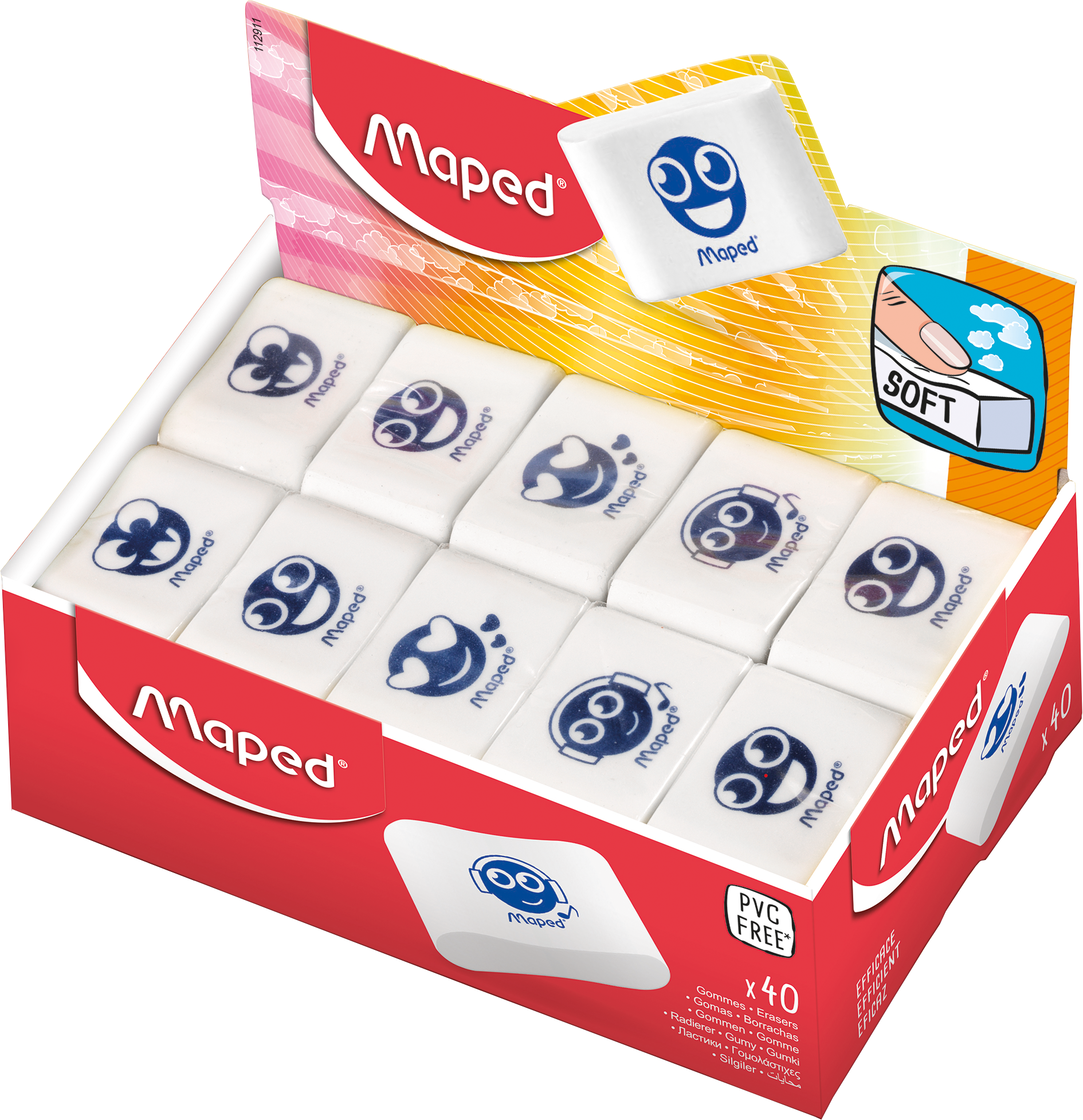 Ластик MAPED Essentials Soft мягкий,ассорти 
