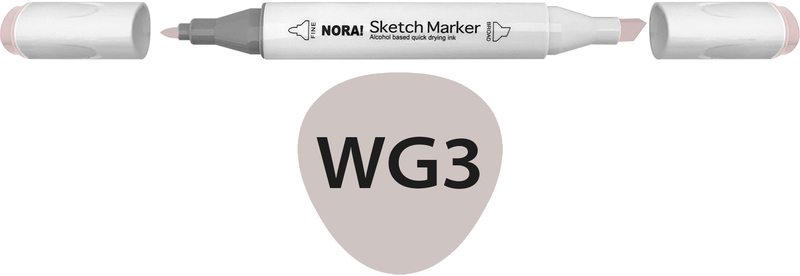 Маркер для скетчинга 2-сторонний, спиртовой, цвет  wg3 Warm grey