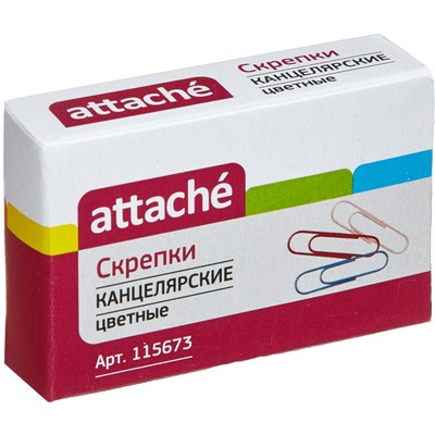 Скрепки 28мм 100шт ATTACHE ( металл, цветная оплетка ) 